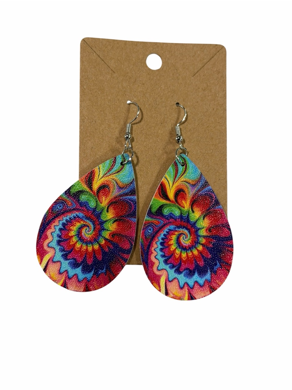 Vibrant Rainbow Spiral Teardrop Earrings - Multicolor